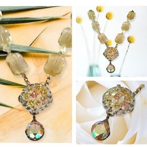 NWT Repurposed Hand Crafted Vintage Jewelry Assemblage Crystal Necklace